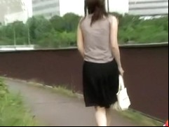 Asian milf felt what is no panties sharking on her twat
