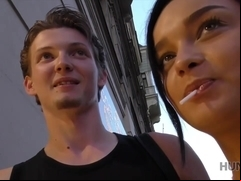 HUNT4K. Brunette Erica Black rides guy's rod in front of her cuckold