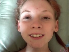 Naive, pigtailed girl is getting fucked and filled up with fresh, hot cum, in the end